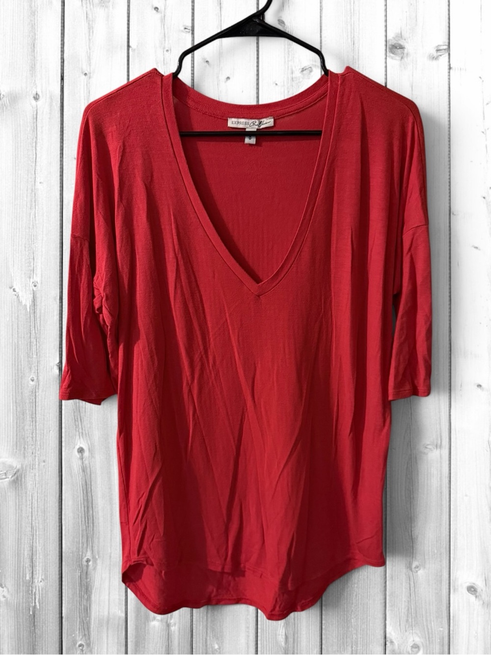 🌼Express Red V-Neck Short Sleeve Top
